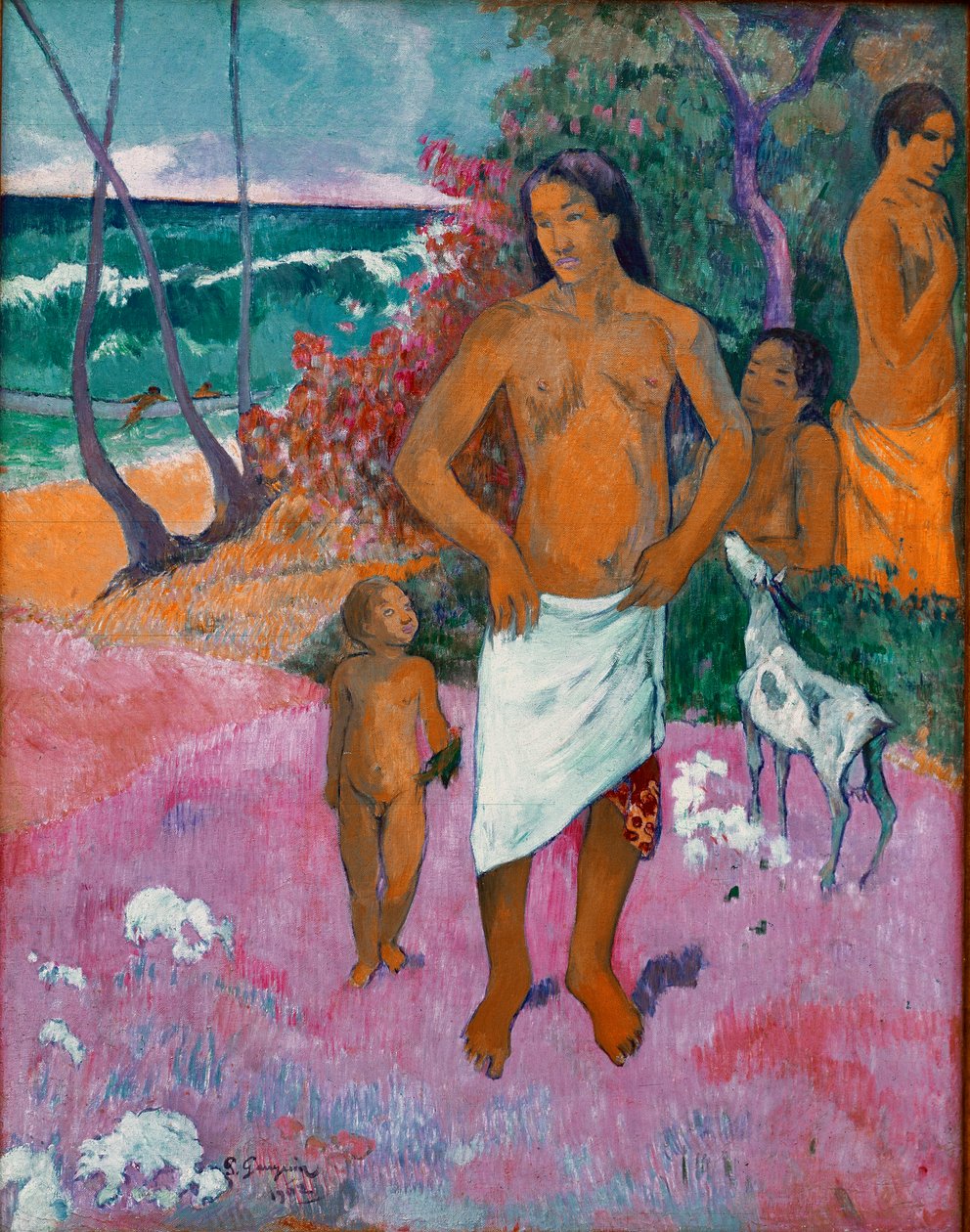 Tahitian Family Painting de Paul Gauguin (1848-1903) 1902 Dim. 73x92 cm Nova York, coleção particular de Paul Gauguin