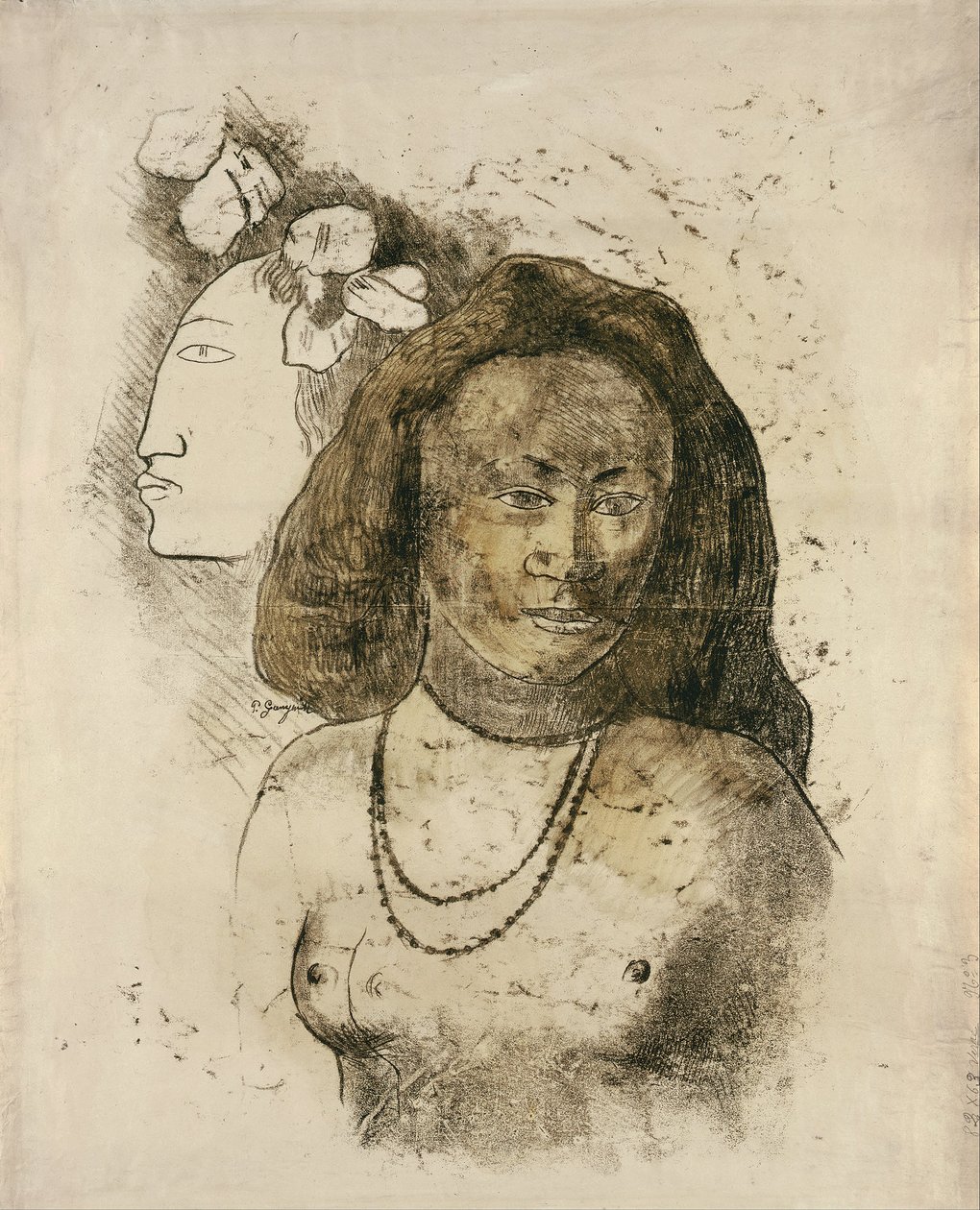 Mulher Tahitian com espírito mau LEsprit relógios de Paul Gauguin