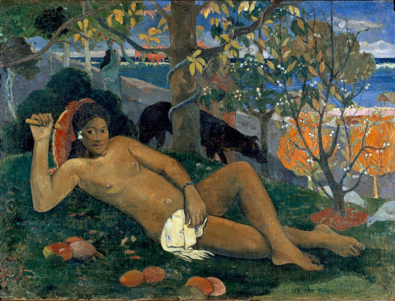 Te Arii Vahine. A esposa do rei. Pintura de Paul Gauguin (1848-1903) de Paul Gauguin