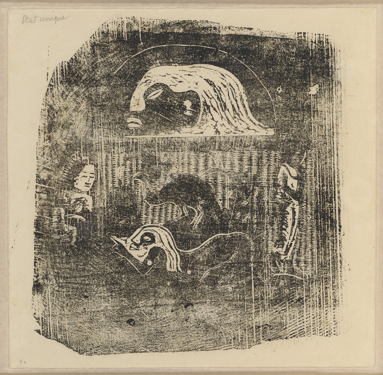 Te Atua (Os Deuses) Prato Pequeno [verso] de Paul Gauguin