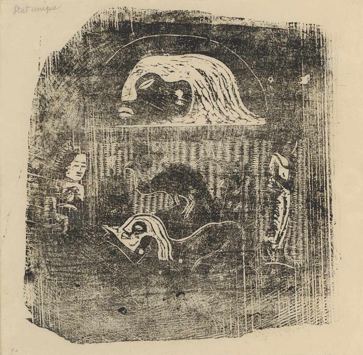 Te Atua The Gods Small Plate [verso], em ou após 1895. de Paul Gauguin