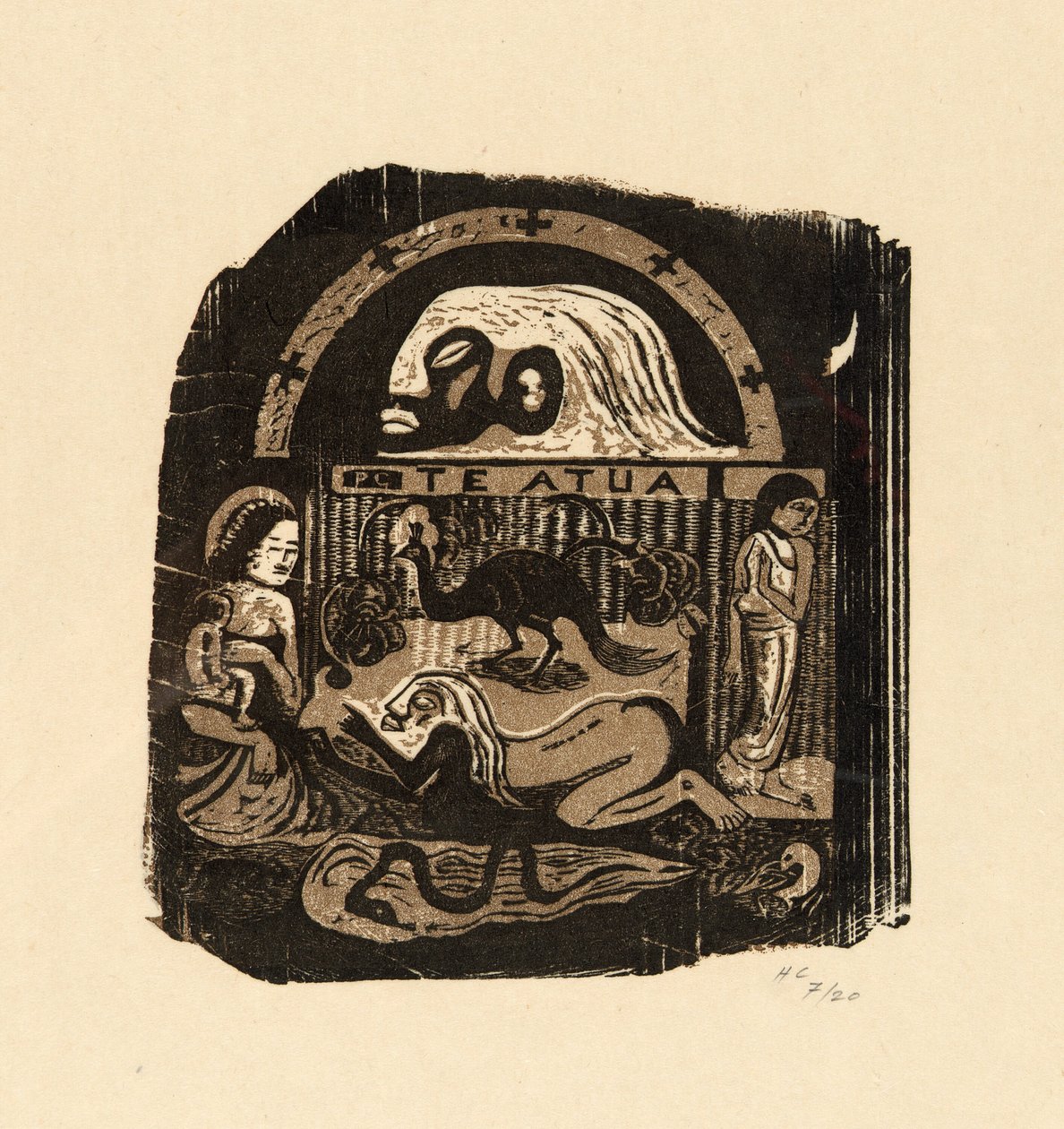 Te atua (O Deus), da suíte de gravuras tardias em xilogravura de Paul Gauguin