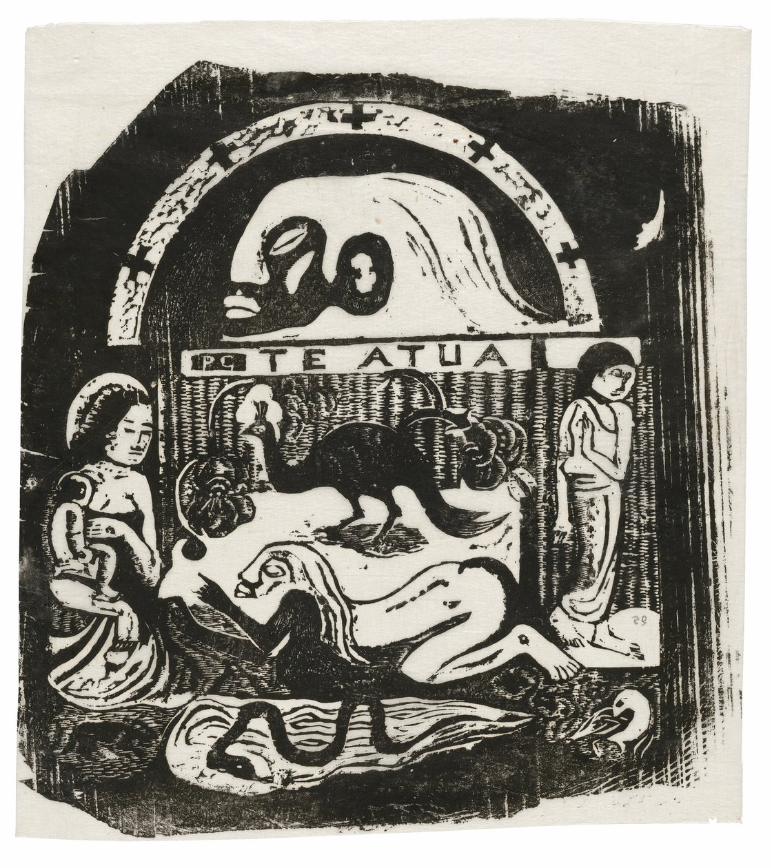 Te atua (O Deus), da suíte de gravuras tardias em xilogravura de Paul Gauguin