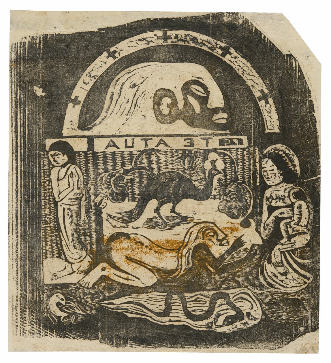 Te atua (O Deus), da suíte de gravuras tardias em xilogravura de Paul Gauguin