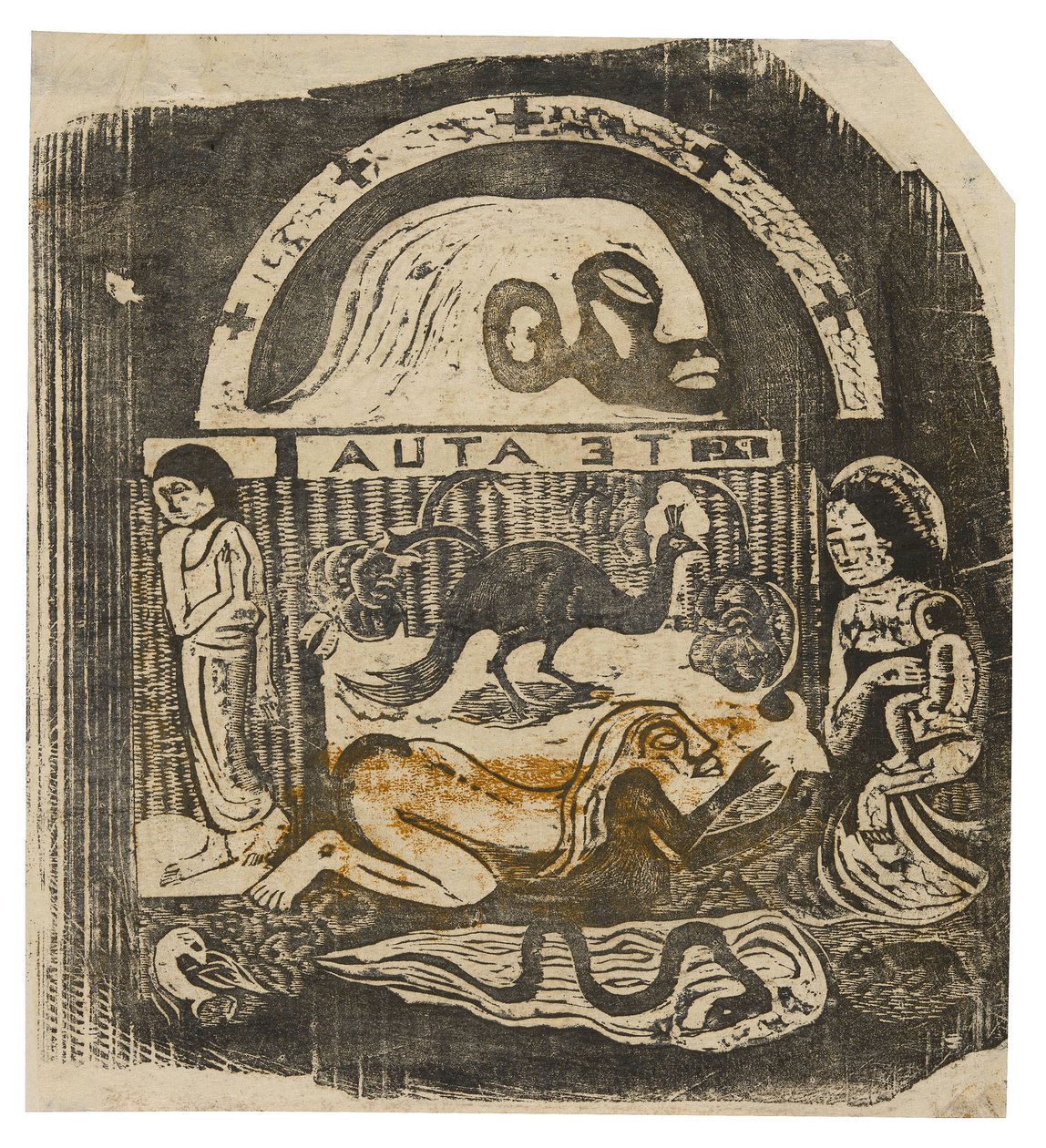 Te atua (O Deus), da série de gravuras tardias em blocos de madeira de Paul Gauguin