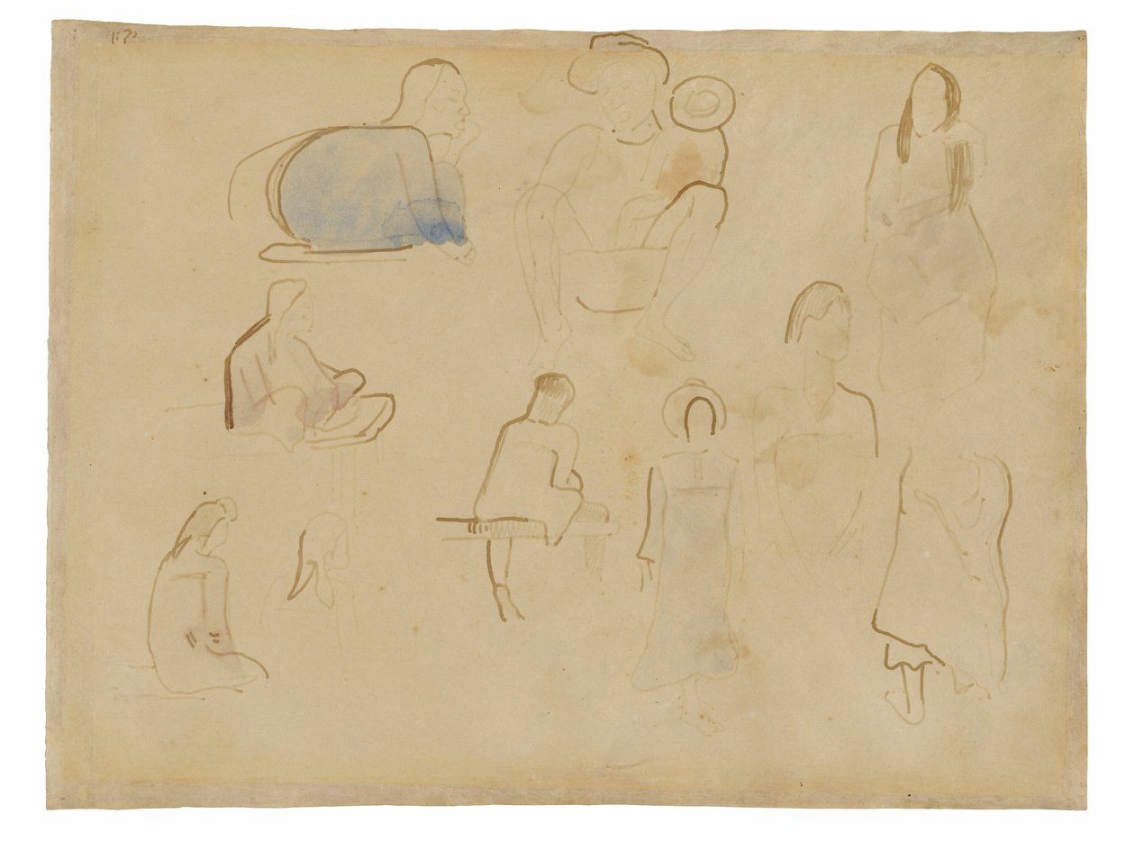 Dez estudos de figuras taitianas de Paul Gauguin