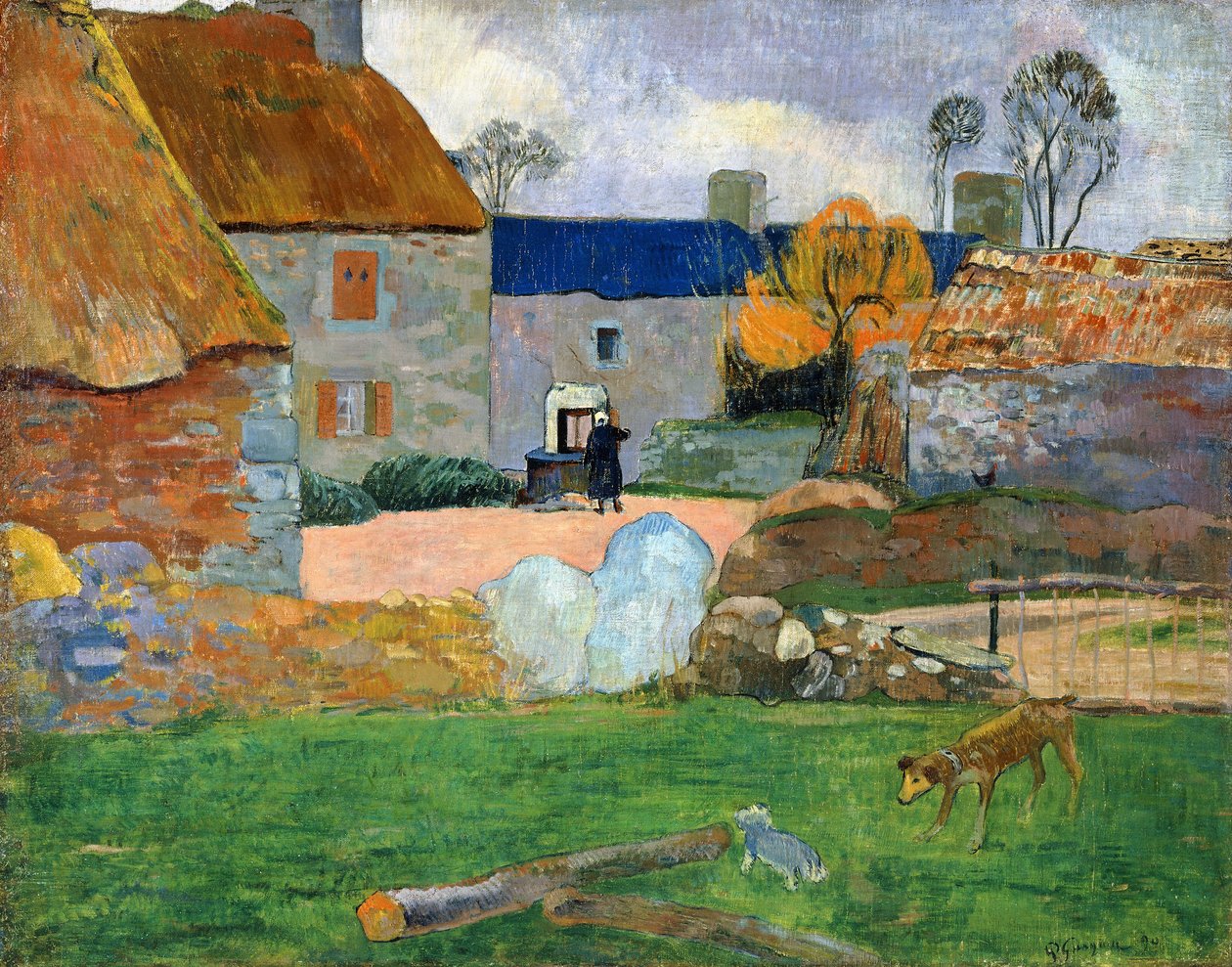 O telhado azul ou fazenda de Pouldu, 1890 de Paul Gauguin