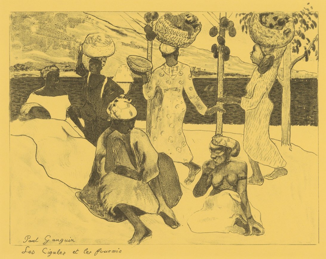 Os Gafanhotos e as Formigas: Uma Lembrança da Martinica, da Suíte Volpini: Dessins l..., 1889. de Paul Gauguin