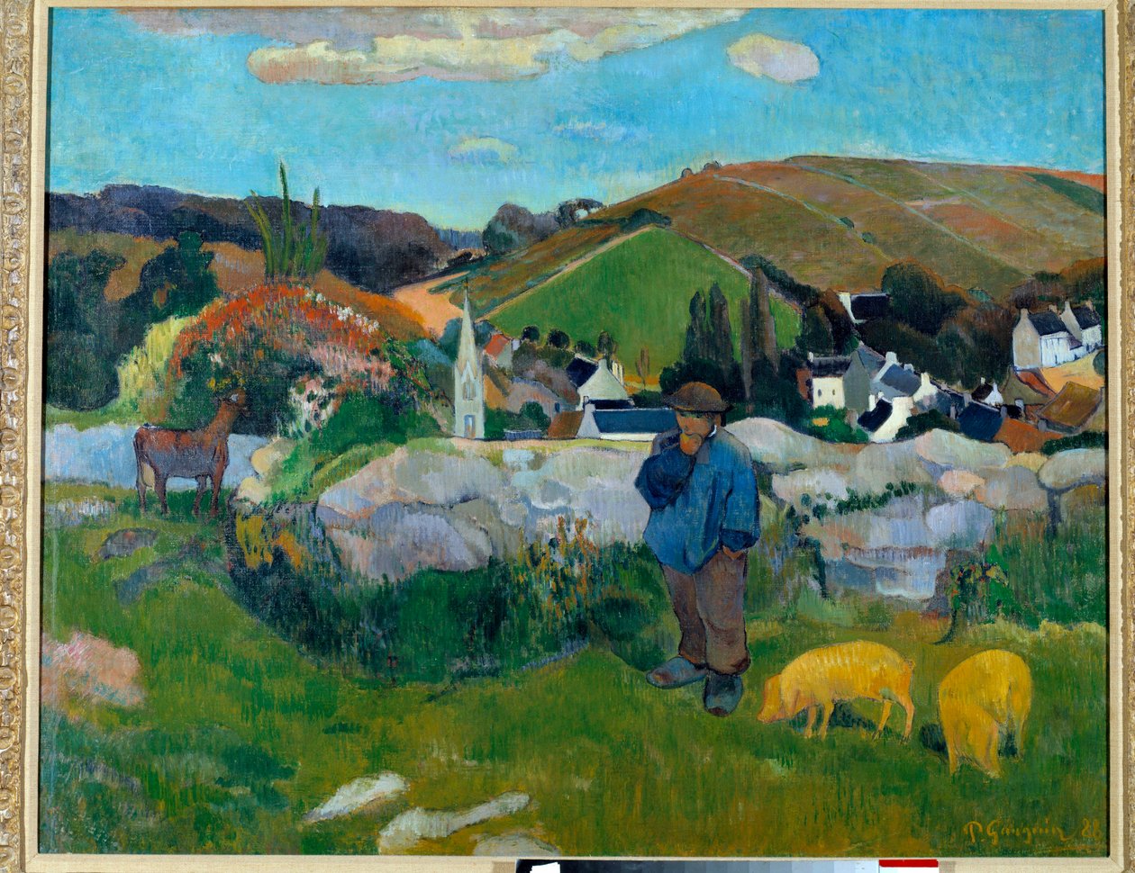 The Pork Guardian in Brittany in 1888 - Pintura de Paul Gauguin (1848-1903) de Paul Gauguin