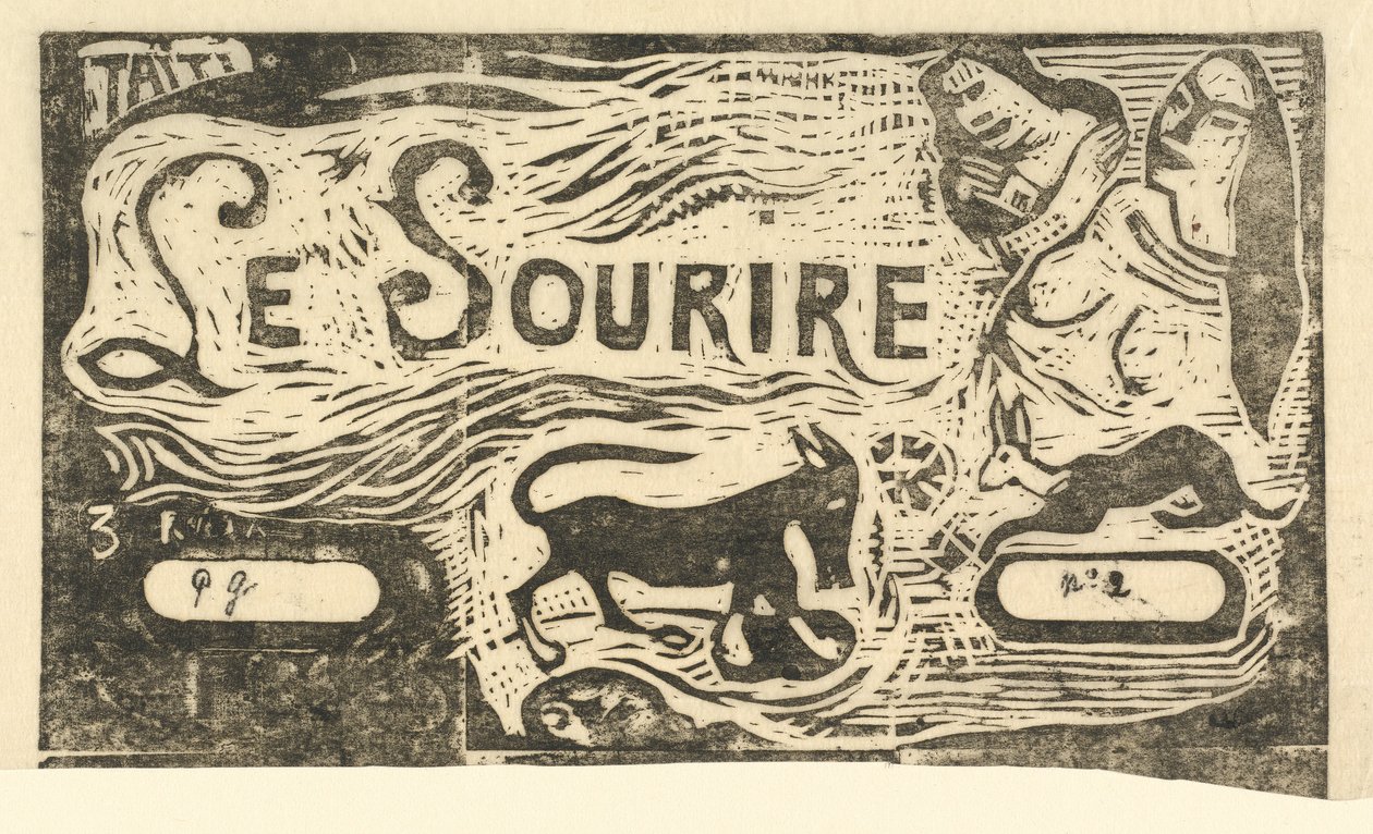 Página de rosto para Le Sourire Title of the Smile, em ou após 1895. de Paul Gauguin