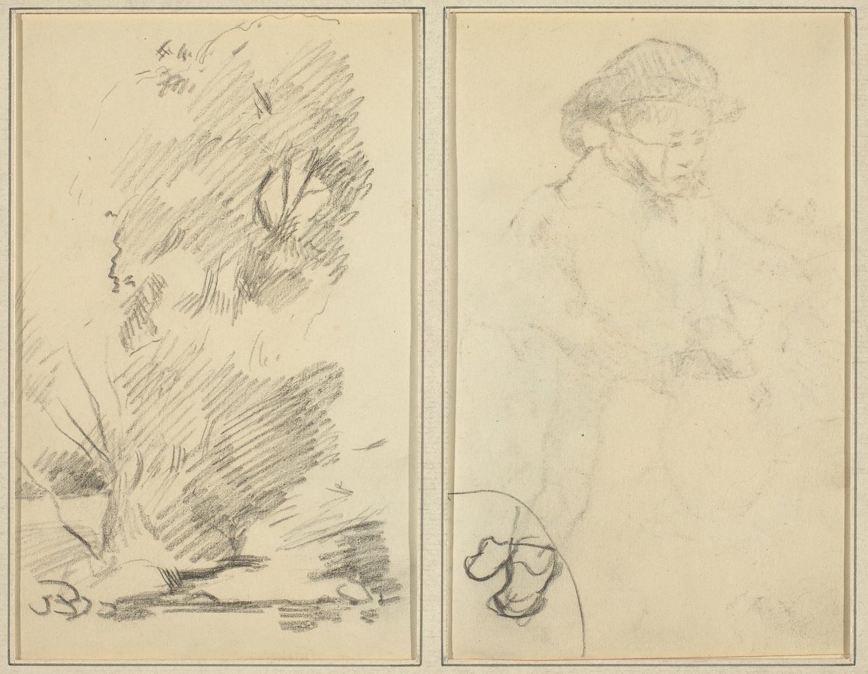 Árvores; Esboço de Breton Boy [verso] de Paul Gauguin