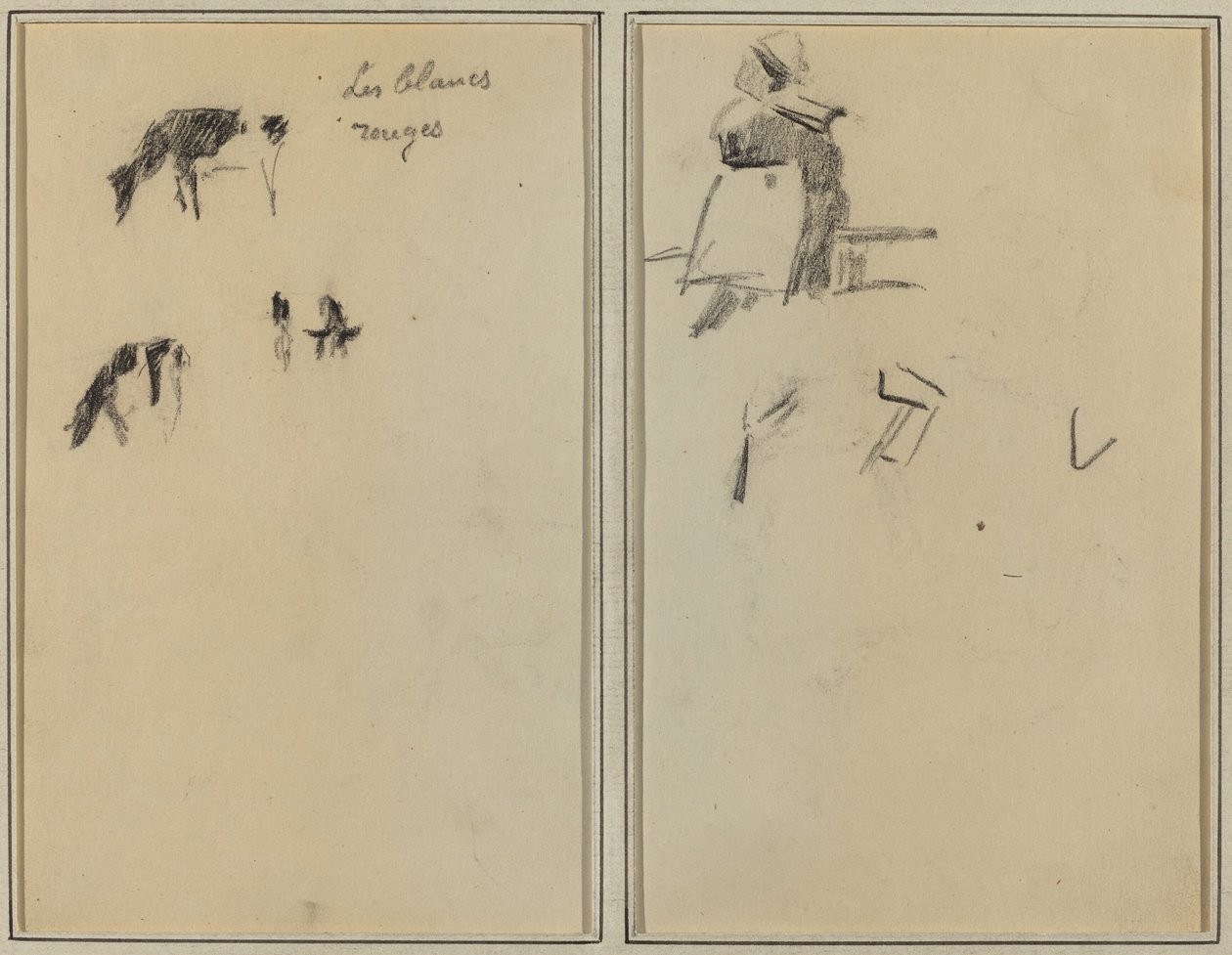 Duas vacas; Uma mulher bretã sentada [verso] de Paul Gauguin