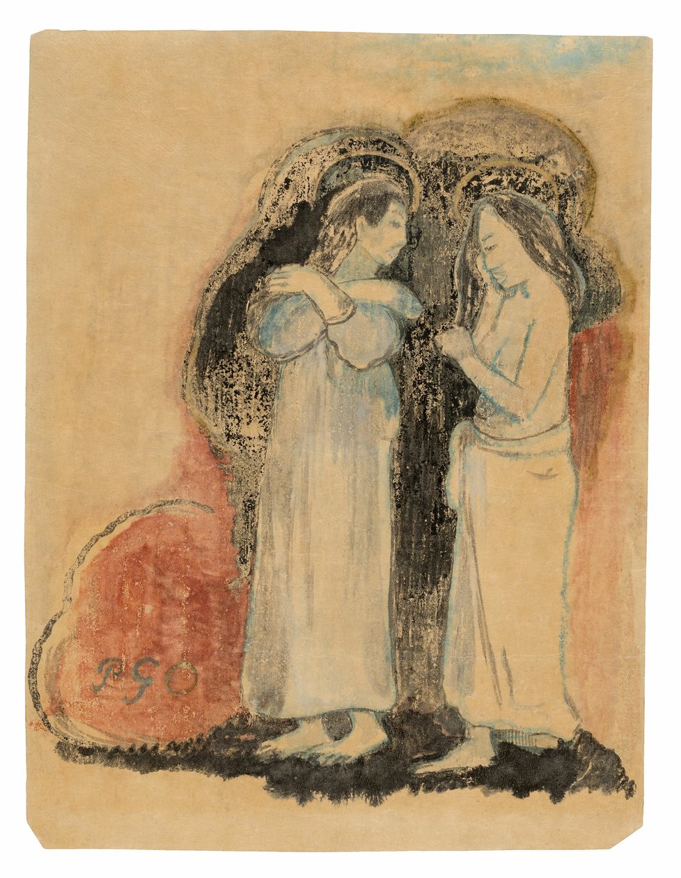 Duas mulheres taitianas em pé de Paul Gauguin