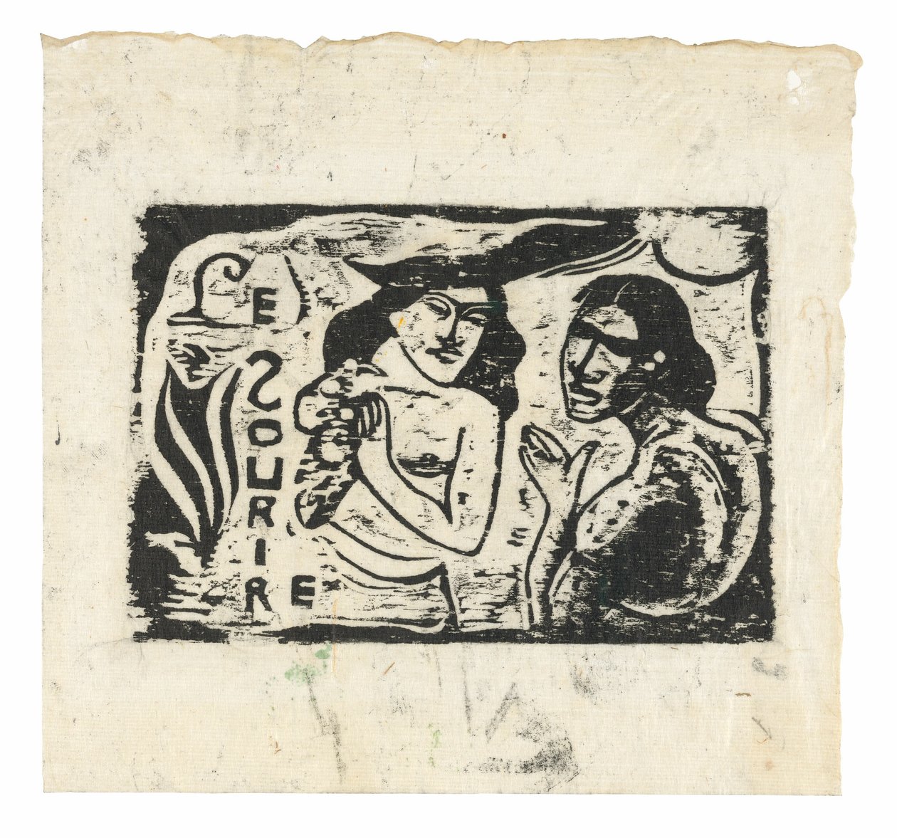 Duas mulheres tagarelando, capacete para Le Sourire de Paul Gauguin