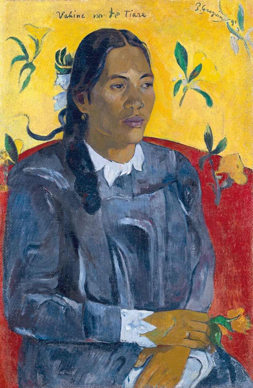 Mãe de uma mulher com uma flor. de Paul Gauguin