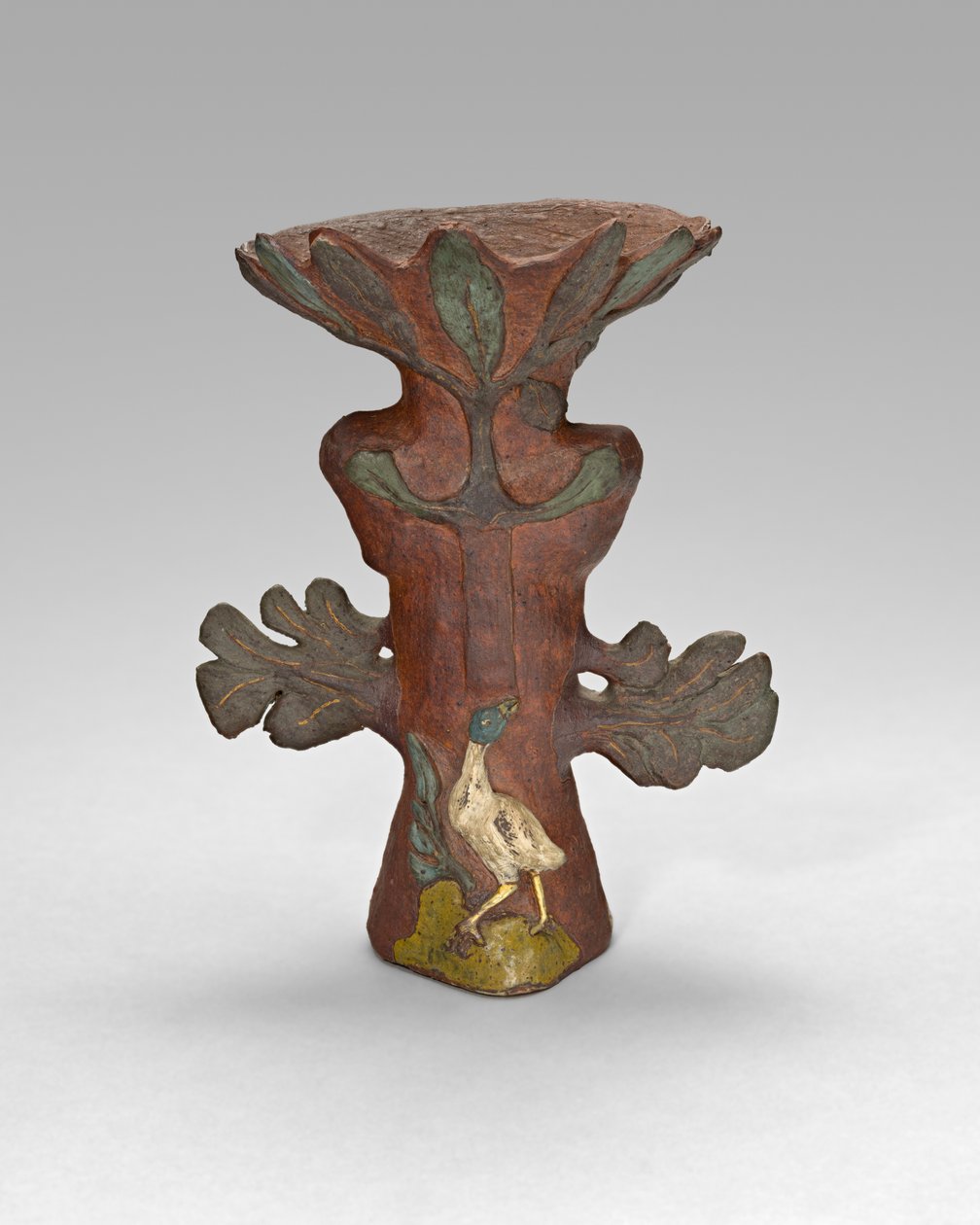 Vaso em forma de planta tropical com pássaro e divindade de Paul Gauguin