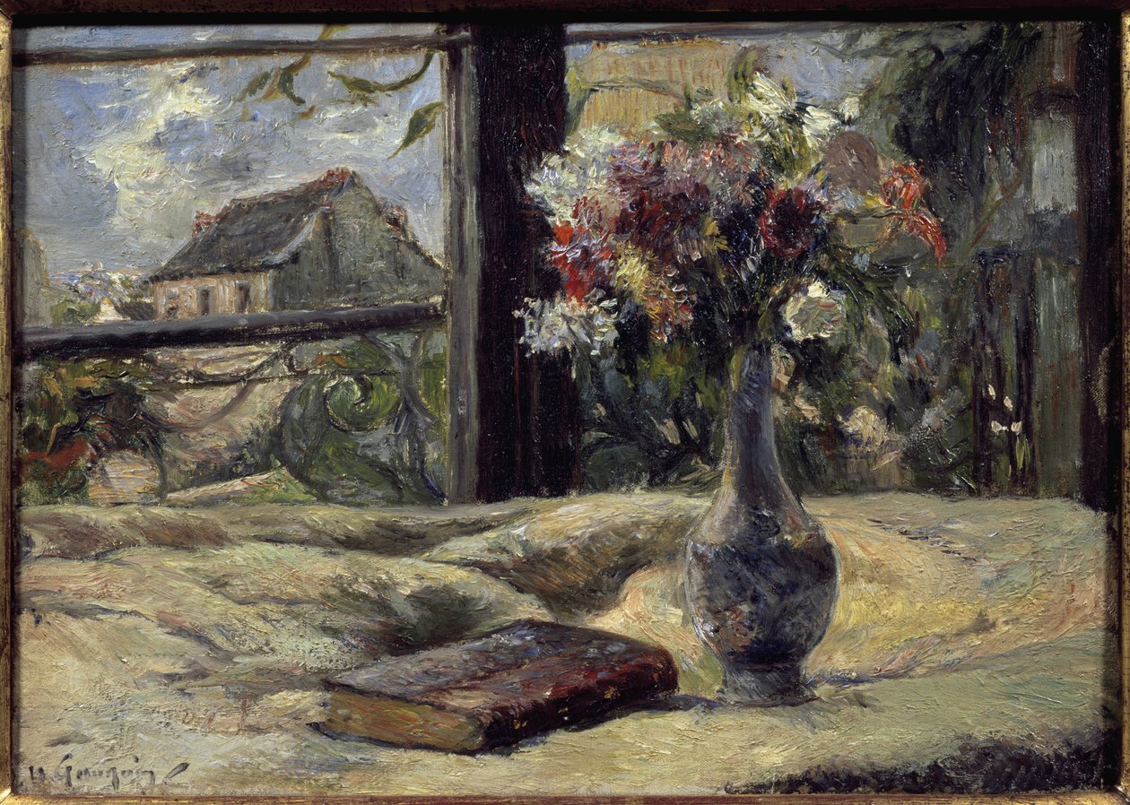 Vaso de flores - Pintura de Paul Gauguin (1848-1903), óleo sobre tela de Paul Gauguin
