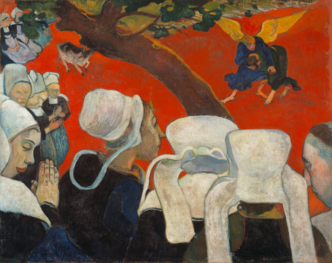 Visão após o Sermão Jacob Lutando com o Anjo, 1888. de Paul Gauguin