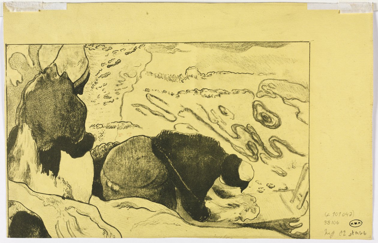 Suíte Volpini: Mulheres Lavando Roupas (verso) de Paul Gauguin