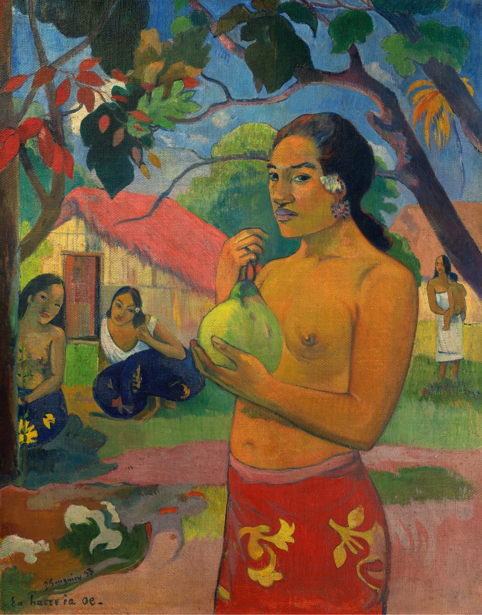 Onde Vai?, ou Mulher a segurar uma fruta de Paul Gauguin