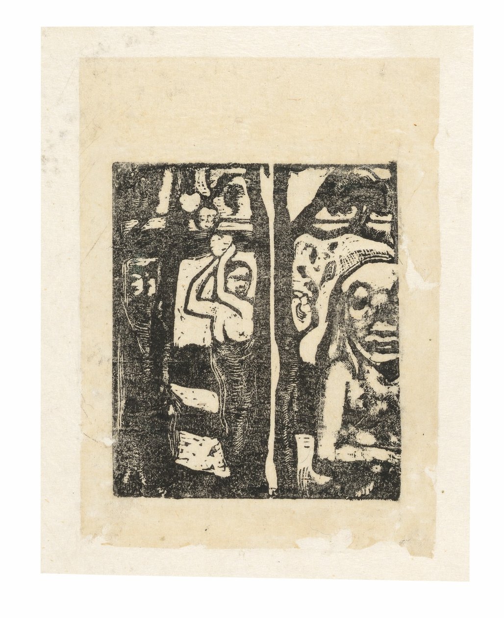 Mulher colhendo frutas e Oviri de Paul Gauguin