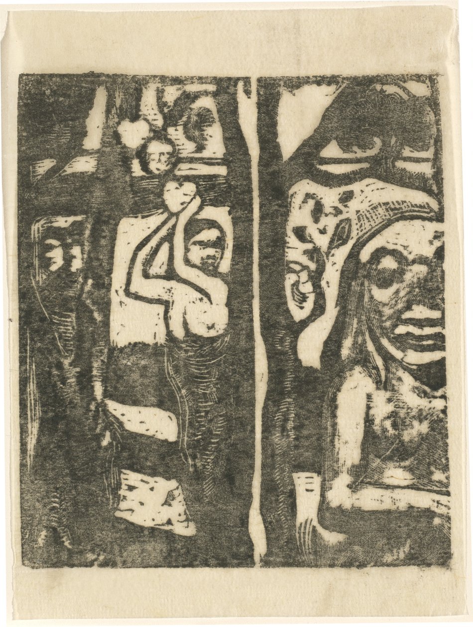 Mulher colhendo frutas e o selvagem de Paul Gauguin