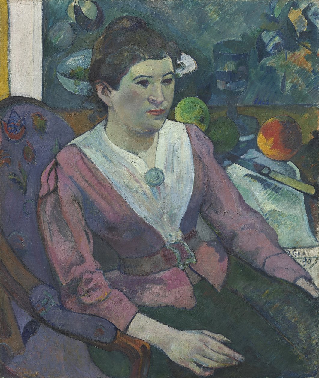Mulher na Frente de uma Natureza Morta de Cézanne de Paul Gauguin