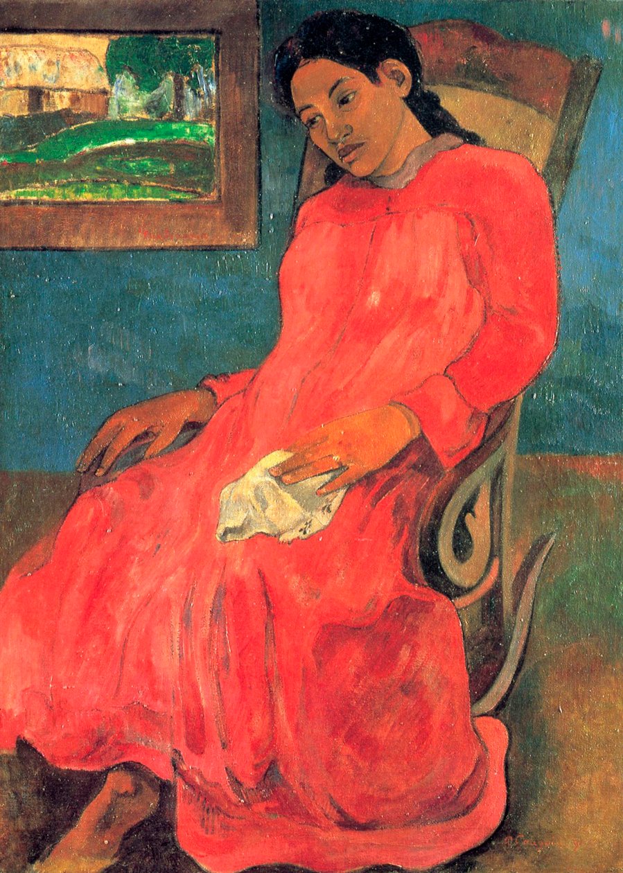Mulher de vestido vermelho