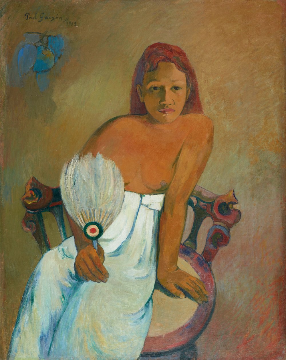 Mulher com um fã. de Paul Gauguin