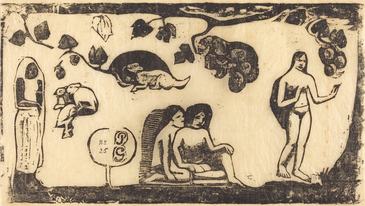 Mulheres, Animais e Folhagens Mulheres, animais e folhagens, em ou após 1895. de Paul Gauguin
