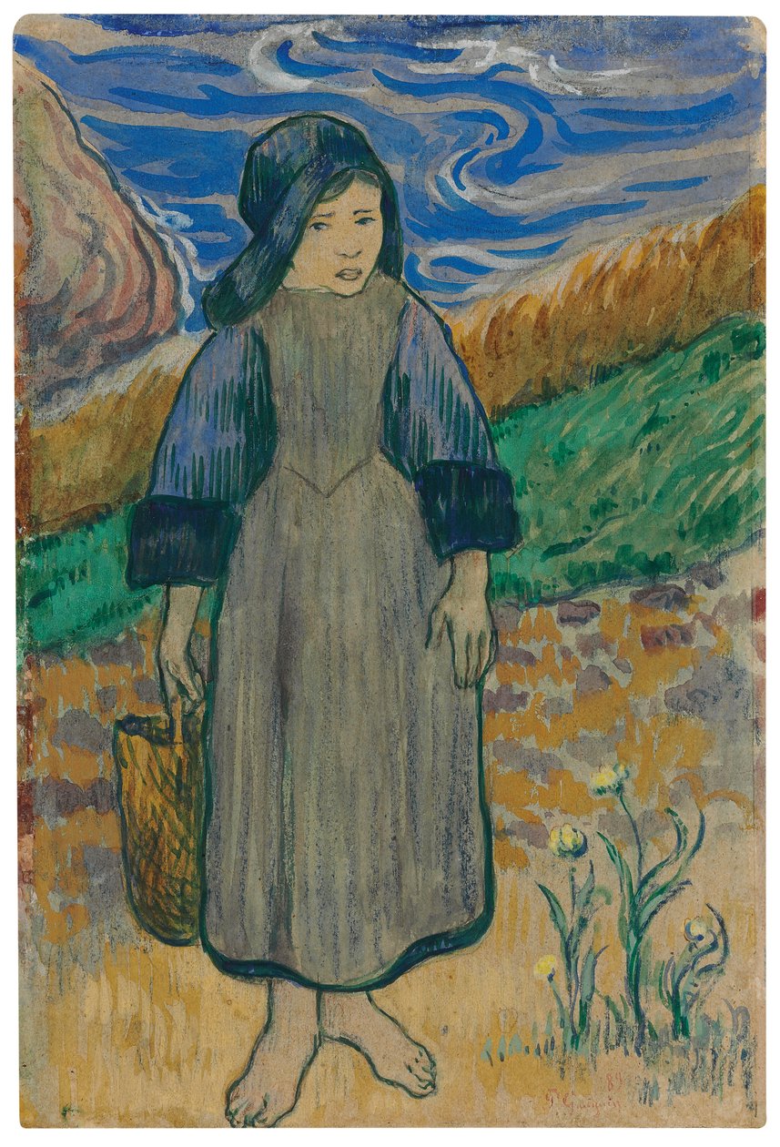 Jovem bretã à beira-mar; Breton jovem à beira-mar, 1889 de Paul Gauguin