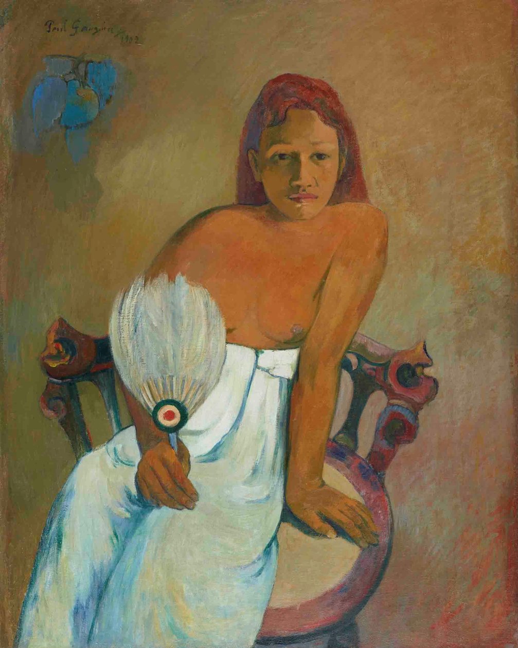 Jovem rapariga com leque de Paul Gauguin