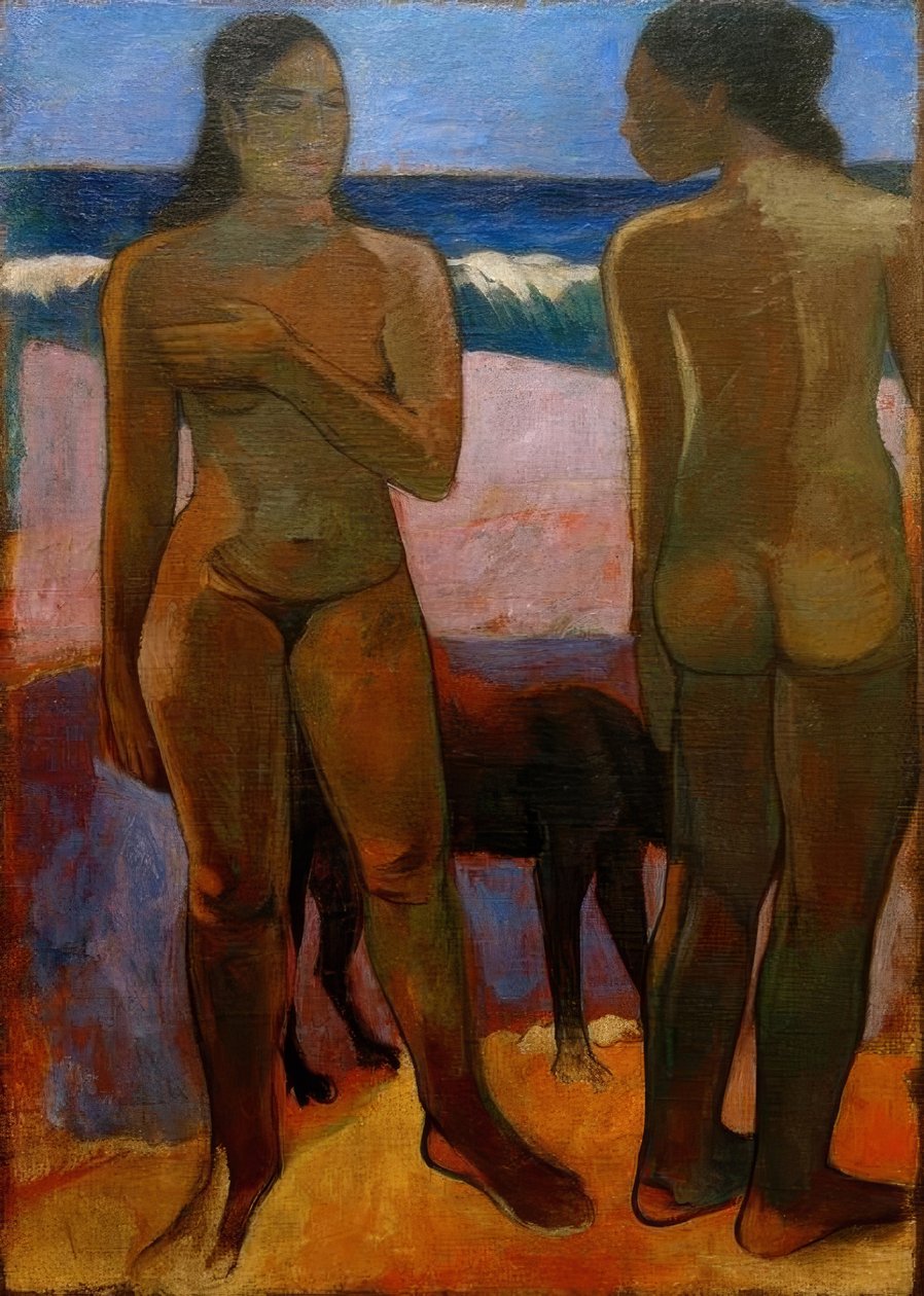 Duas mulheres taitianas na praia de Paul Gauguin