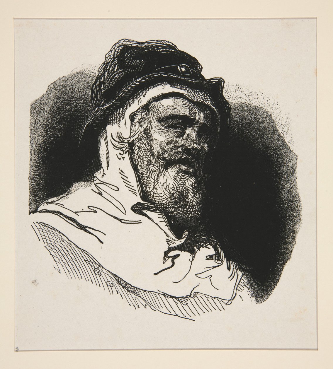 Busto de homem com barba de Paul Gavarni