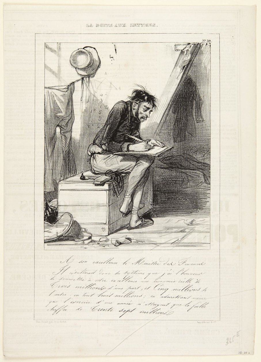 N.º 30 da série: «La Boîte aux lettres» de Le Charivari de Paul Gavarni