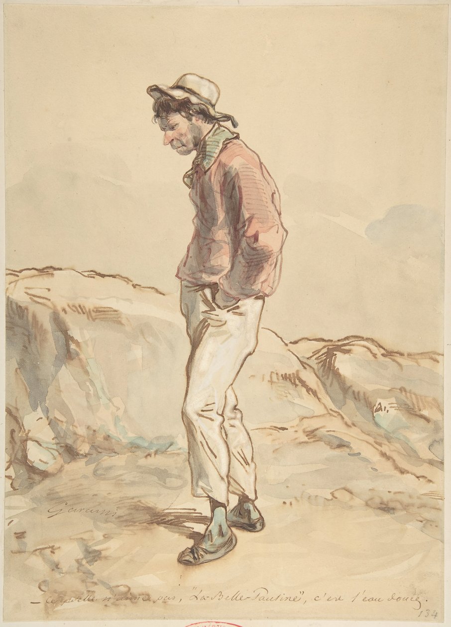 Um marinheiro em pé na costa, 1859-60. de Paul Gavarni