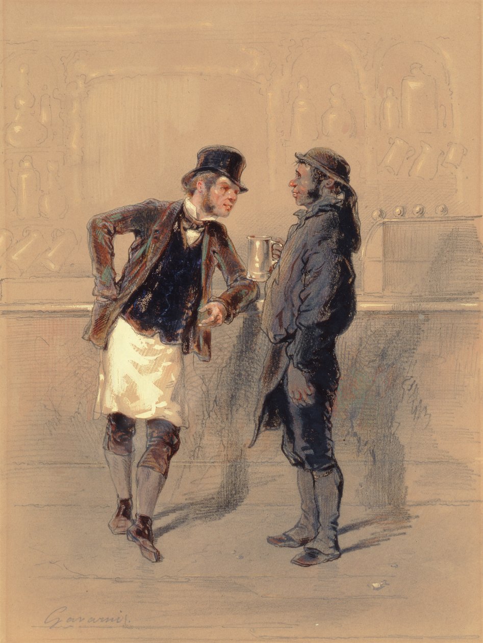 Car Man e Coal Heaver, 1848 (wc, grafite, lápis e bodycolour no papel) de Paul Gavarni