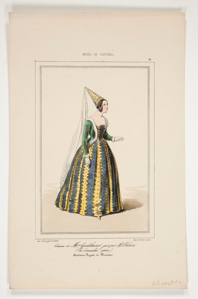 Traje de Mme Gondelaurier, interpretado por Mme Dabadier. de Paul Gavarni