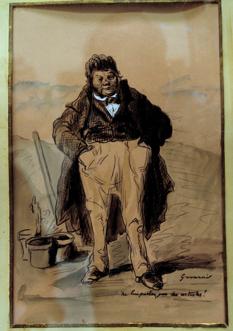 Não lhe fale sobre os ricos burgueses ou artistas proeminentes da província que trabalham provavelmente na administração que despreza os artistas e outras profissões anticoformistas. Cartum de Paul Gavarni (1804-1866) Clermont Ferrand (Clermont-Ferrand) do de Paul Gavarni