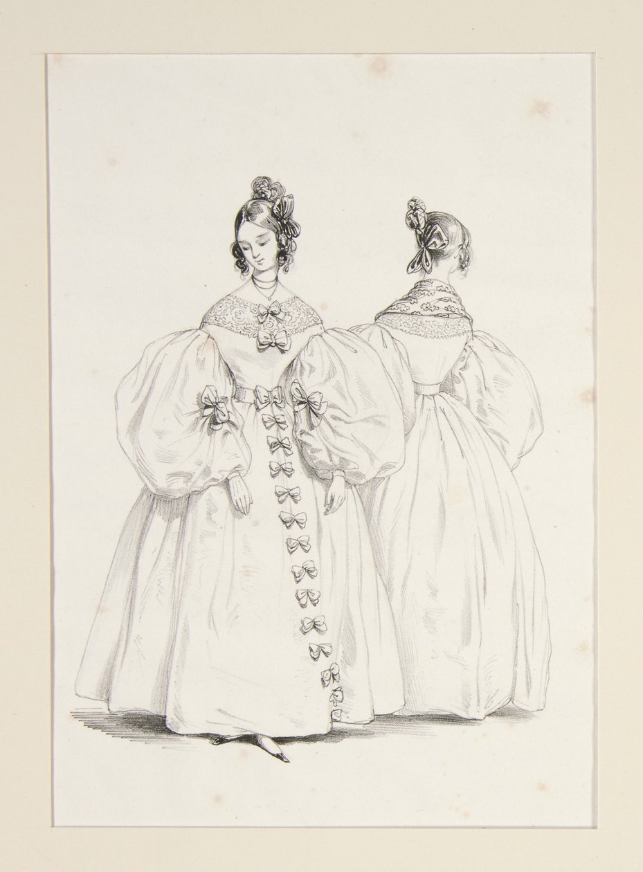 À noite. Vestidos de musselina e gaze florentina, ... de Paul Gavarni