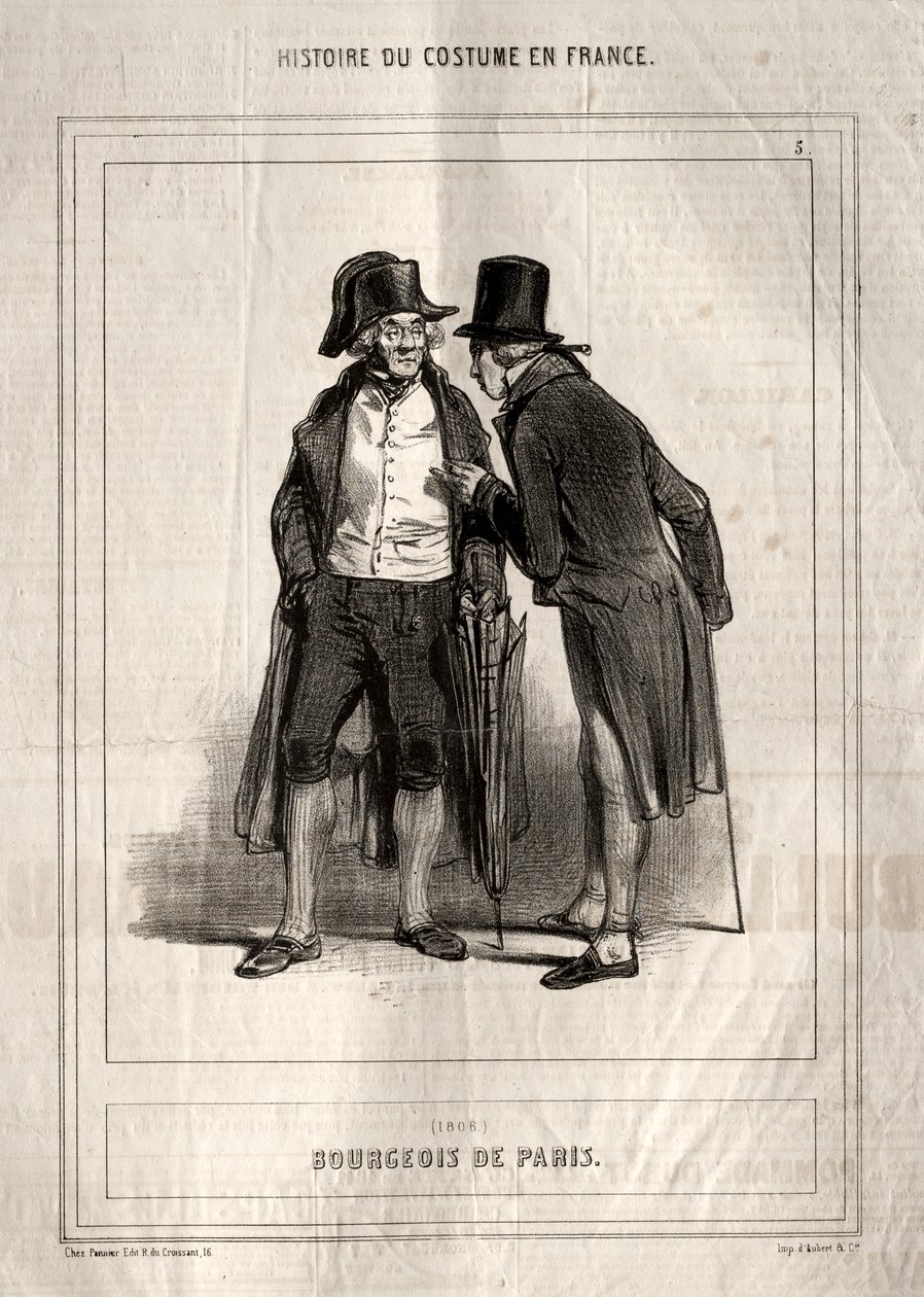 História do Traje na França: Bourgeois de Paris de Paul Gavarni