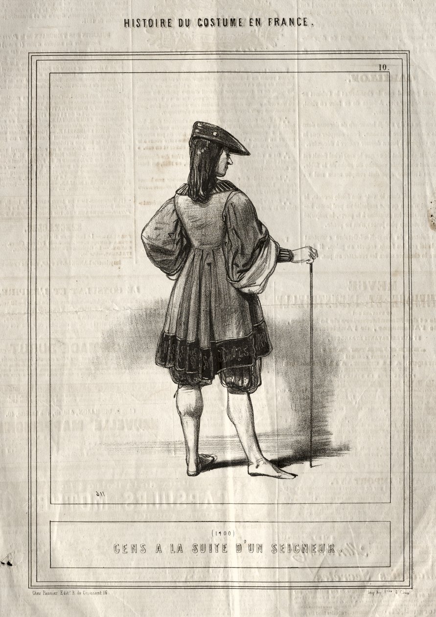 História do Traje na França: Pessoas Seguindo um Senhor de Paul Gavarni