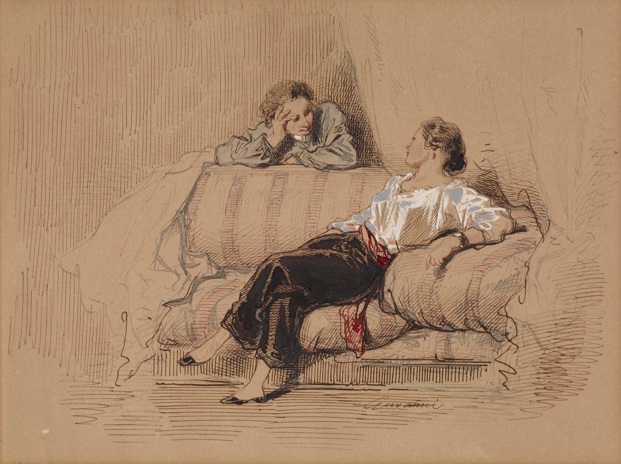Senhora num sofá de Paul Gavarni