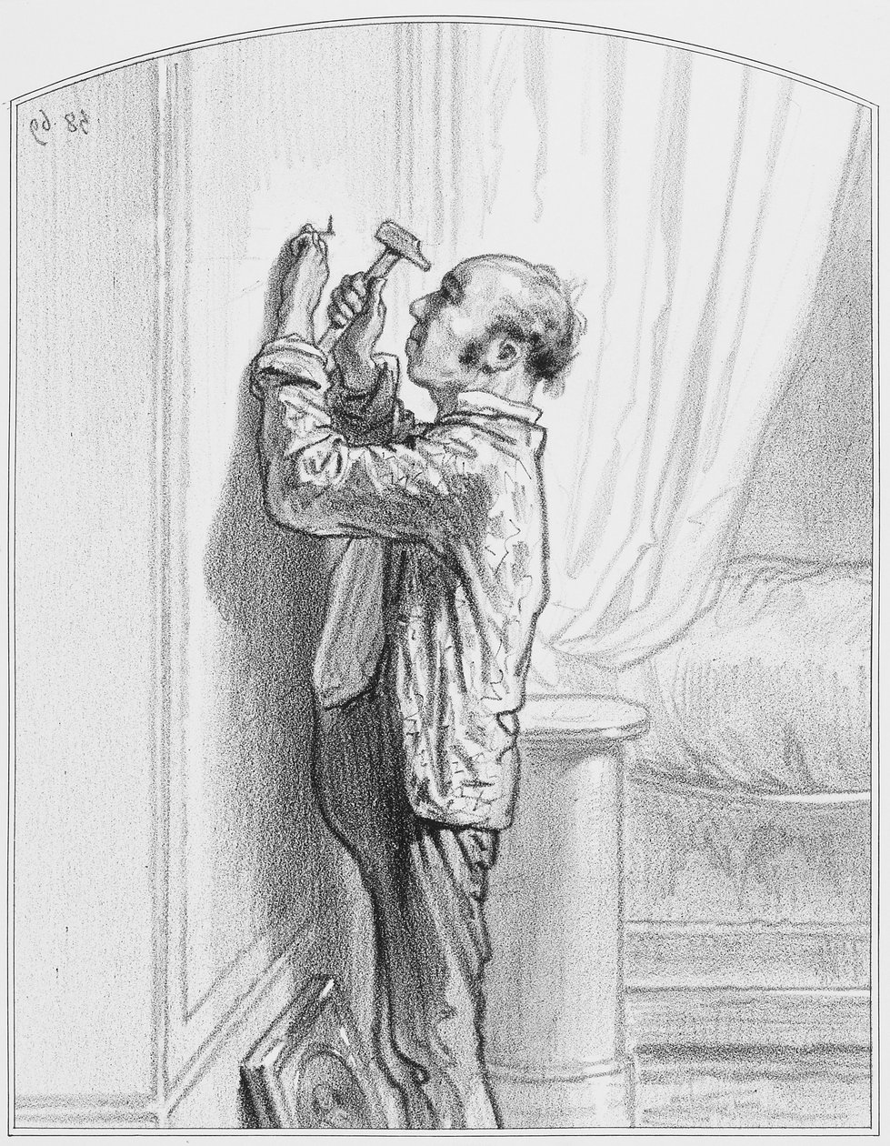 O retrato de Prima Donna, placa 4 de Les Toquades, 1858 de Paul Gavarni