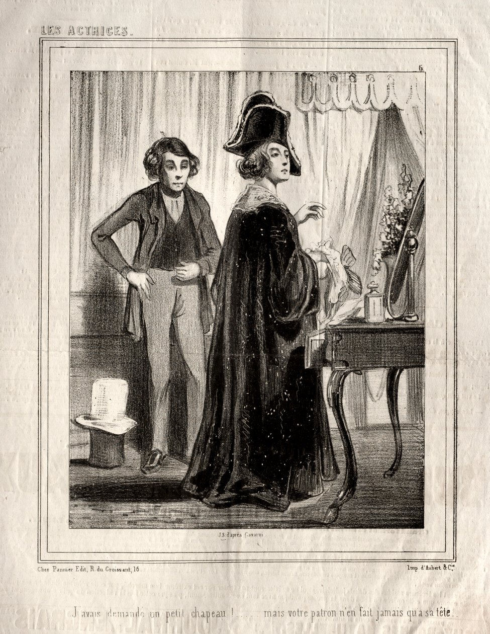 As Atrizes: Eu pedi um chapeuzinho !, 1843. de Paul Gavarni