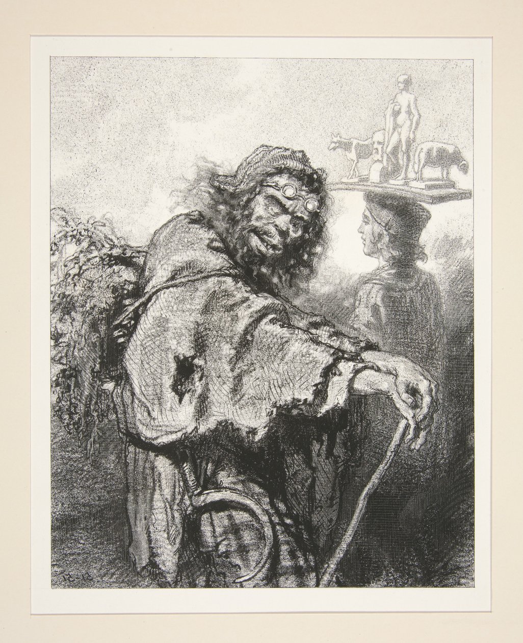 O homem come as ovelhas, tal como o lobo, e balida como uma ovelha, e mete o nariz em tudo... Caramba! de Paul Gavarni