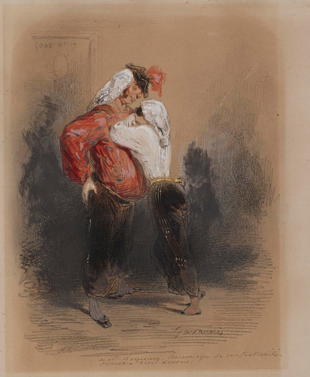 Homem e mulher em trajes de fantasia de Paul Gavarni