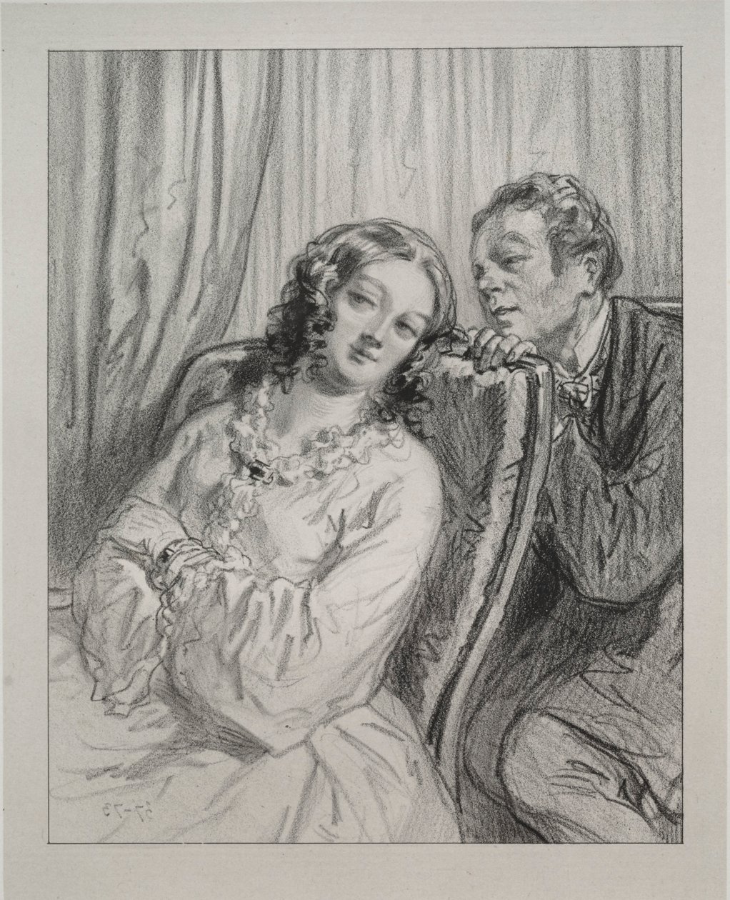 Máscaras e rostos: Aqui e ali: Mame Beauminet, Vossa Majestade ..., 1857-58. de Paul Gavarni