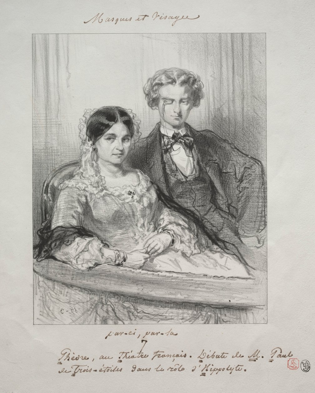 Máscaras e rostos: Paric, de: Phèdre no Théâtre-Francais ..., 1857-1858. de Paul Gavarni