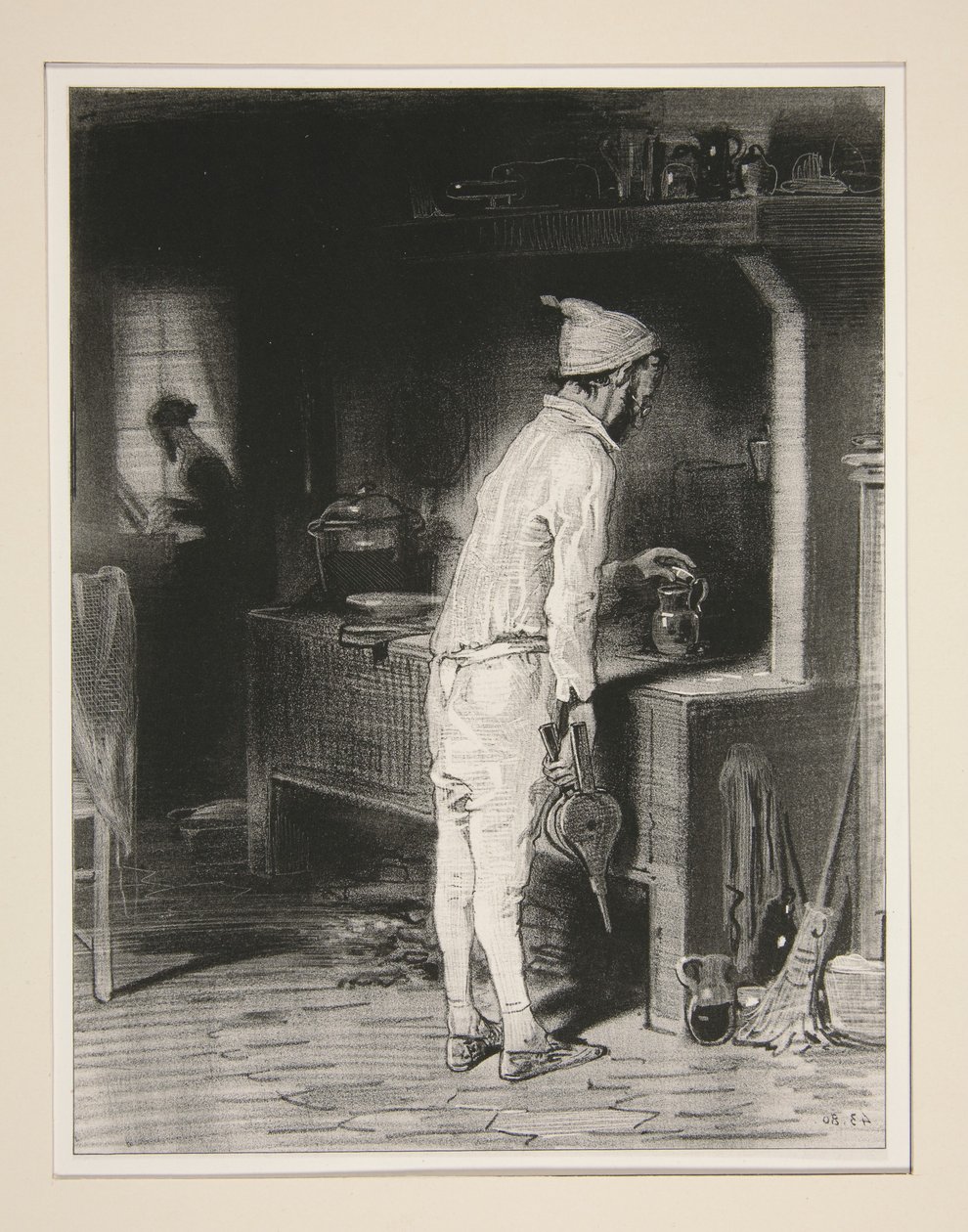 O senhor na cozinha, a senhora ao piano. de Paul Gavarni